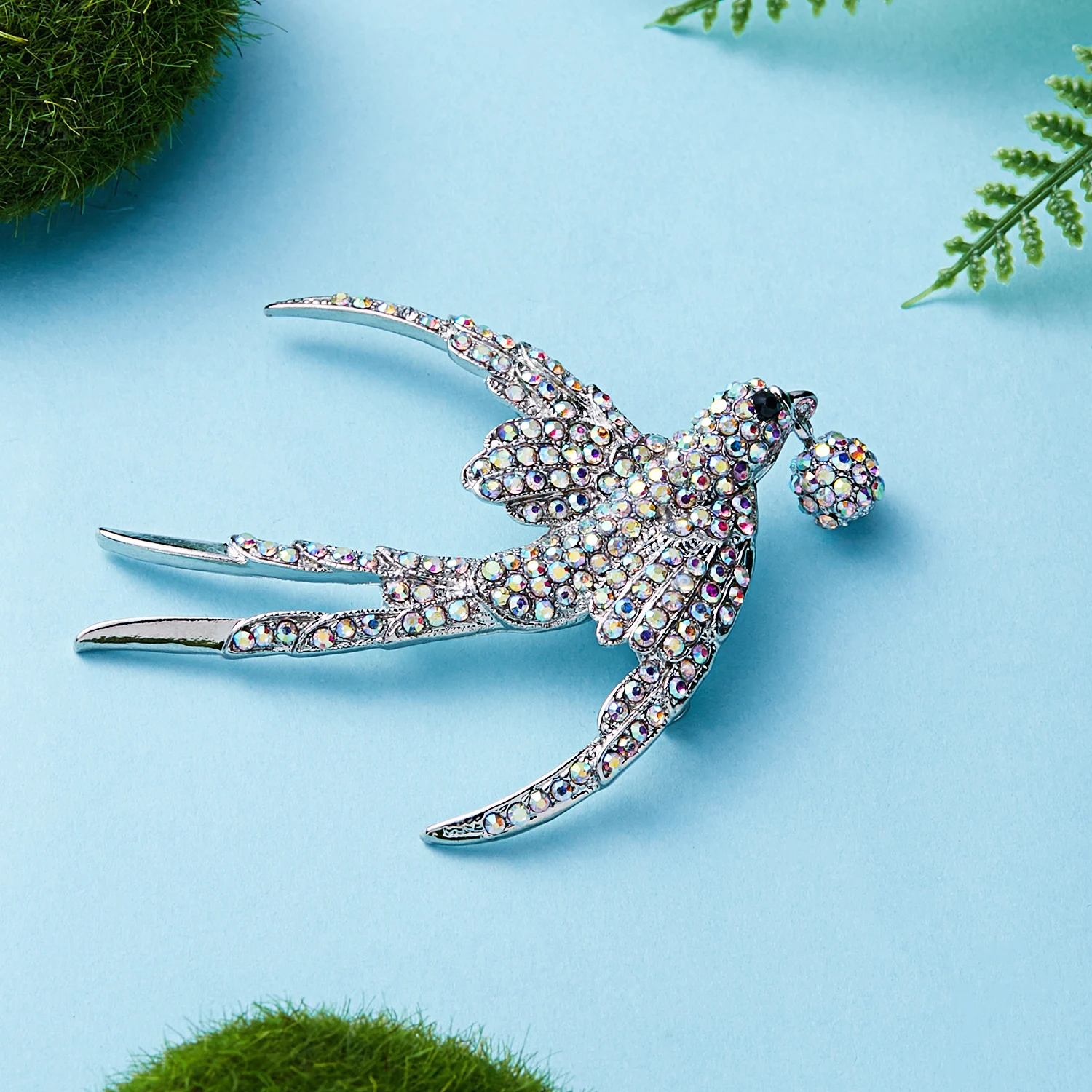 Rinhoo Voll Strass Flying Vögel Brosche für Frauen Lebendige Vogel Schlenker Runde Perlen Tier Revers Pins Hummingbird Abzeichen Corsage – Detail 25