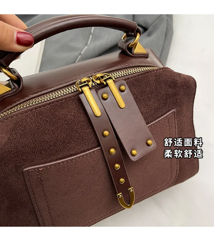 2024 New Suede Women\'s Bag with High Texture and Aesthetic Value Retro Crossbody Bag Fashionable Versatile Portable Shoulder Bag