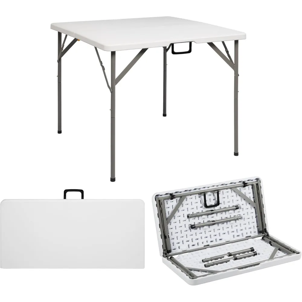 

34" Folding Table, Portable Square Folding Card Table with Collapsible Legs & Carrying Handle, Plastic Tables for Camping,Picnic