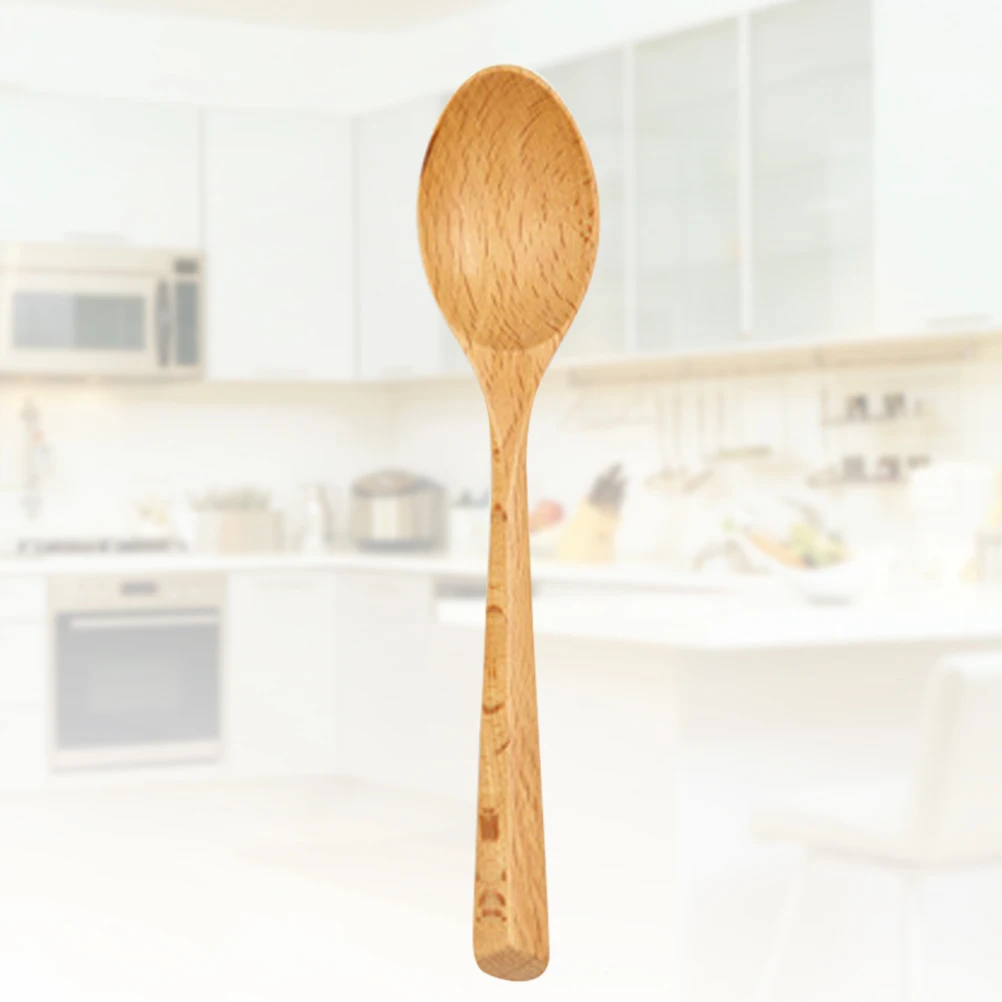 

Eco-Friendly Beech Spoon Anti-Rust Wooden Soup Scoop Japanese Style Dinner Spoon for Rice Porridge Hot Pot Chinese Food