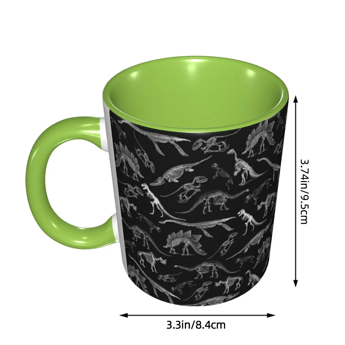 Classic Black And White Dinosaur Skeleton Fossils Mug Funny Ceramic Coffee Cups Tea Mugs Milk Cup Drinkware Gift for Woman Man
