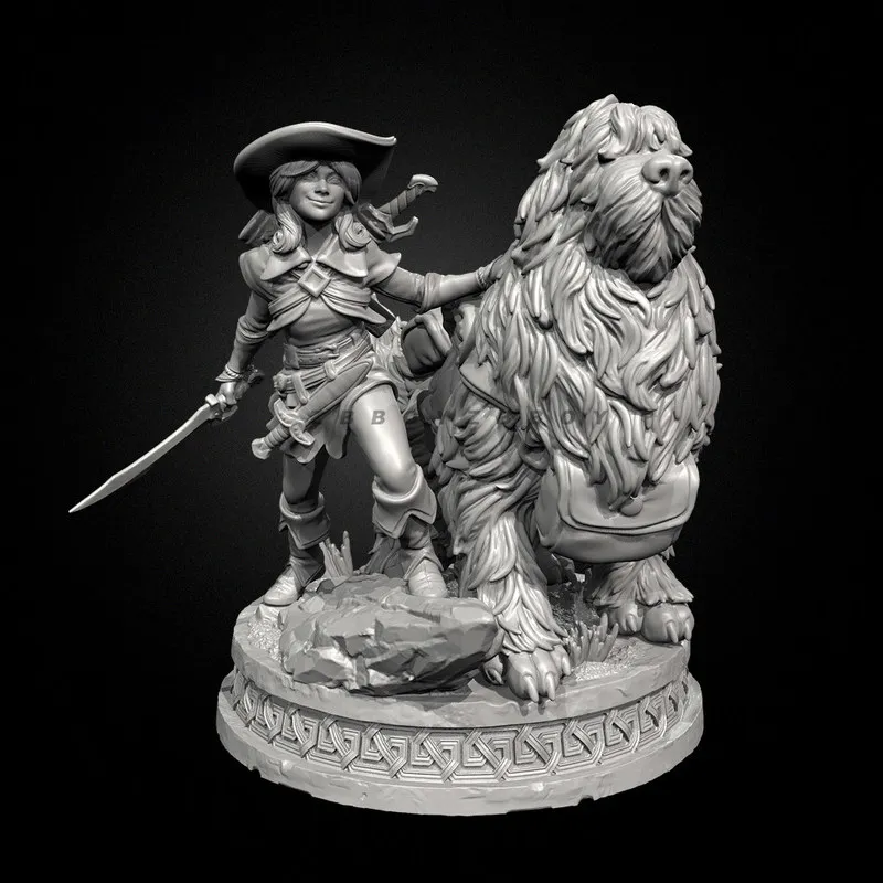 

38mm 50mm 75mm Swordsmen And Hunting Dogsresin Model Figure Gk Micro Miniature 3d Printed White Model Toy Unassembled Unpainted