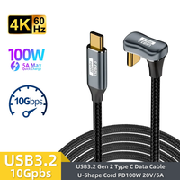 U-Shape USB3.2 10Gbps Type C to Type C ThunderBolt 3 Cable PD100W 5A USB-C Cord For iPhone 15 Pro Max MacBook Pro Samsung Xiaomi