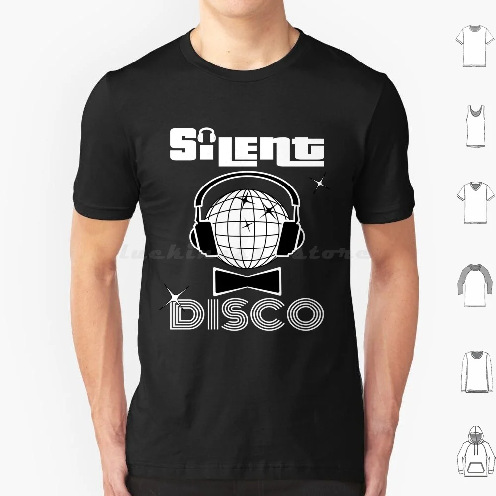 Silent Disco Ball Headphones T Shirt Big Size 100% Cotton Black White Silent Party Disco Ball Headphones Love Silent Party