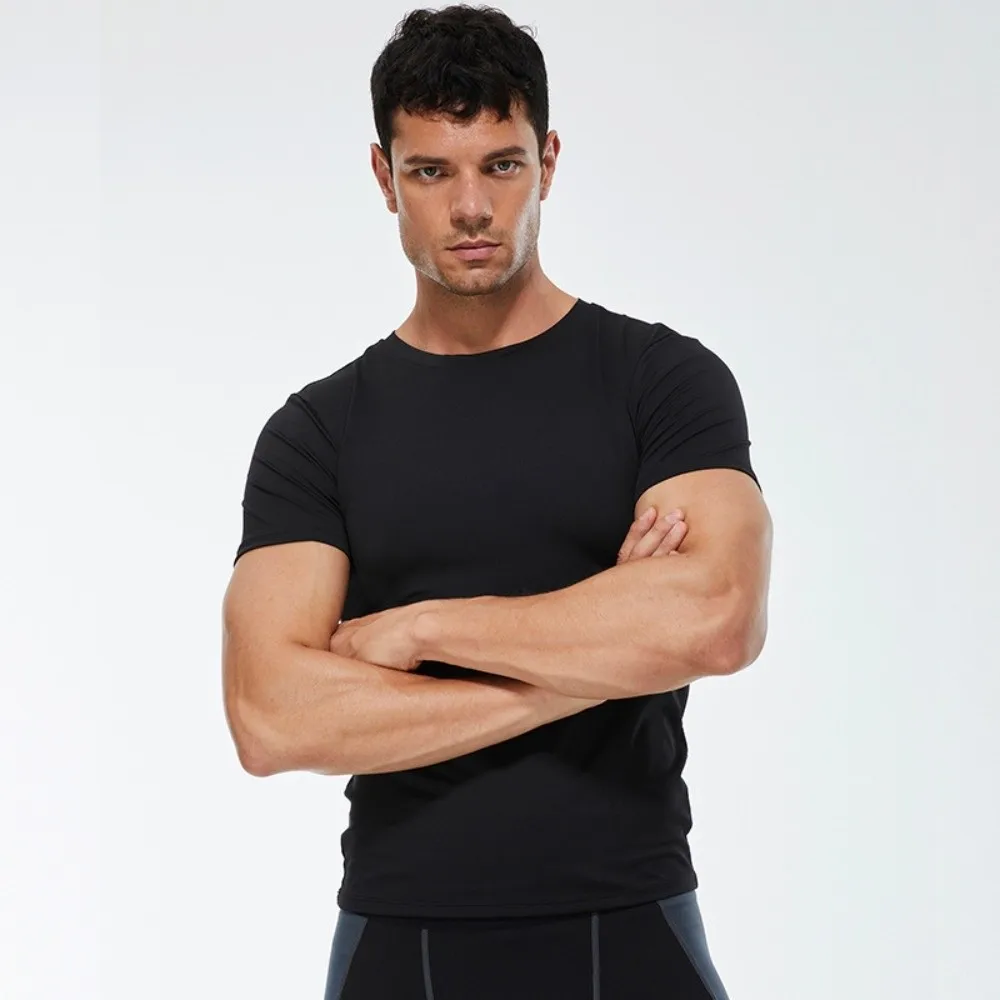 

Short Sleeved Men's Fitness T-shirt Compression Top Tight Gym Sport Running Shirts Sportswear Quick Dry Men Sport T-shirt Gym
