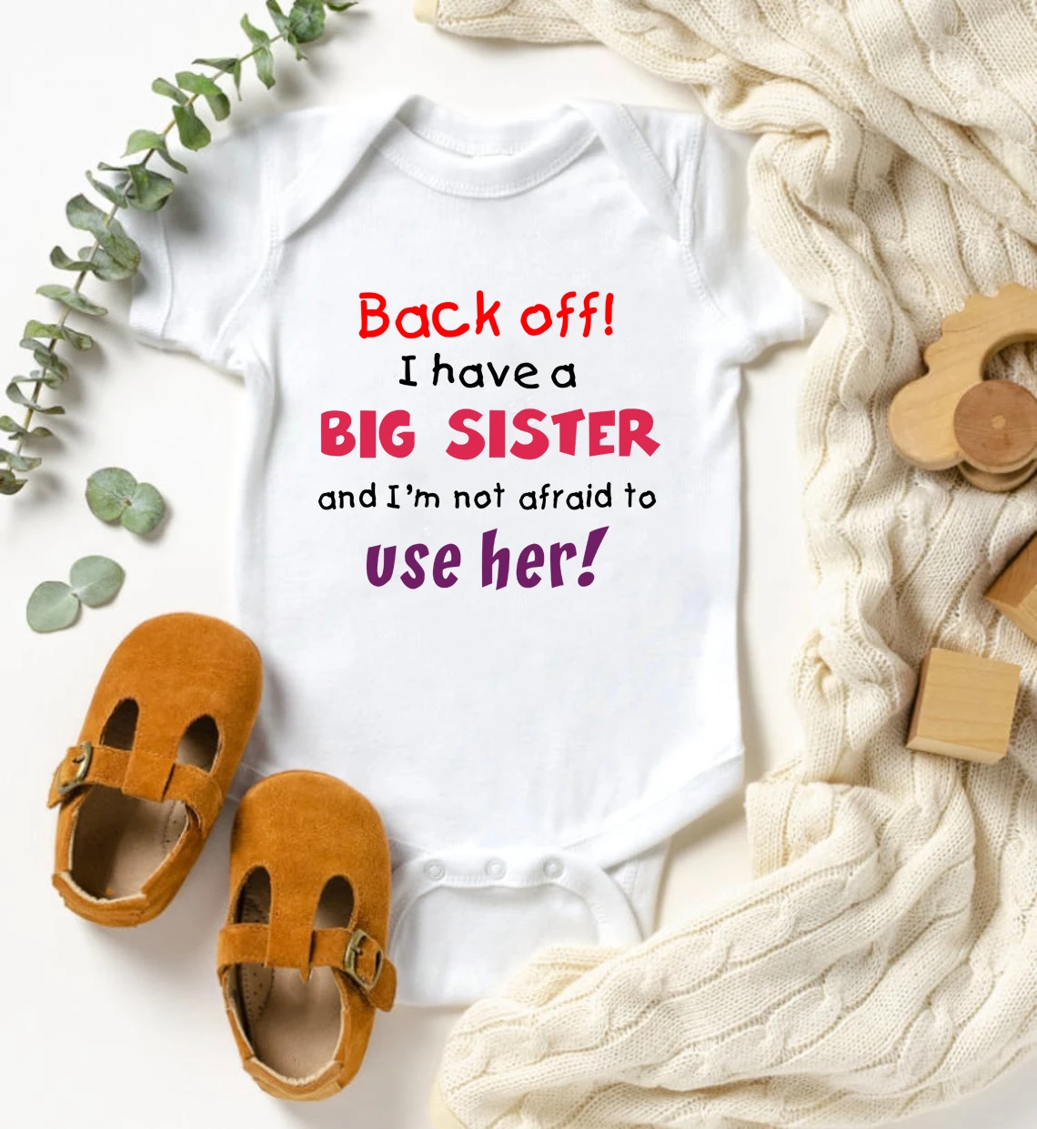 Back Off I Have A Big Sister Letter Printed Baby Bodysuit Short Sleeve Body Baby Jumpsuit Cotton Infant Girl Boy Romper Clothes
