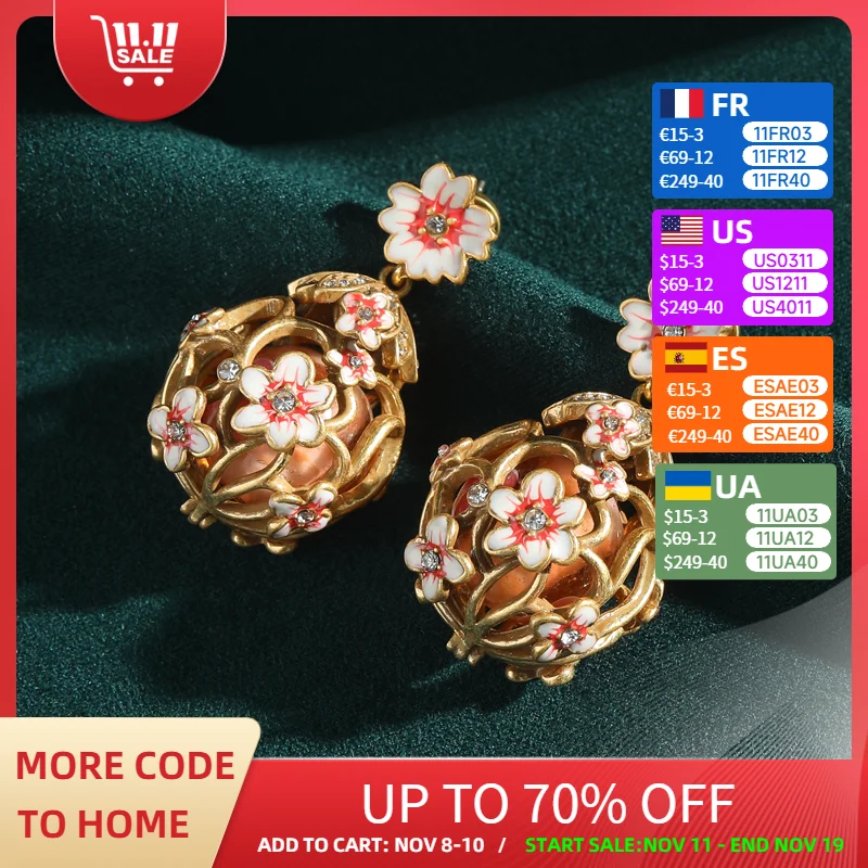 

Vintage Camellia Pollen Flower Earrings Gold Color Dangle Pendant Floral 2025 Trend Oil Drop Luxury Designer Accessories