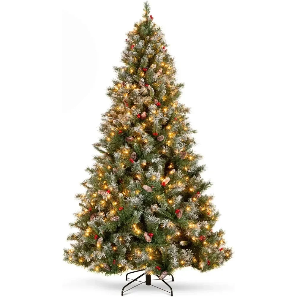 Christmas Tree Pre-lit Pre-Decorated Pine Hinged Artificial Metal Base ,Festive & Party Supplies Christmas Christmas Tree