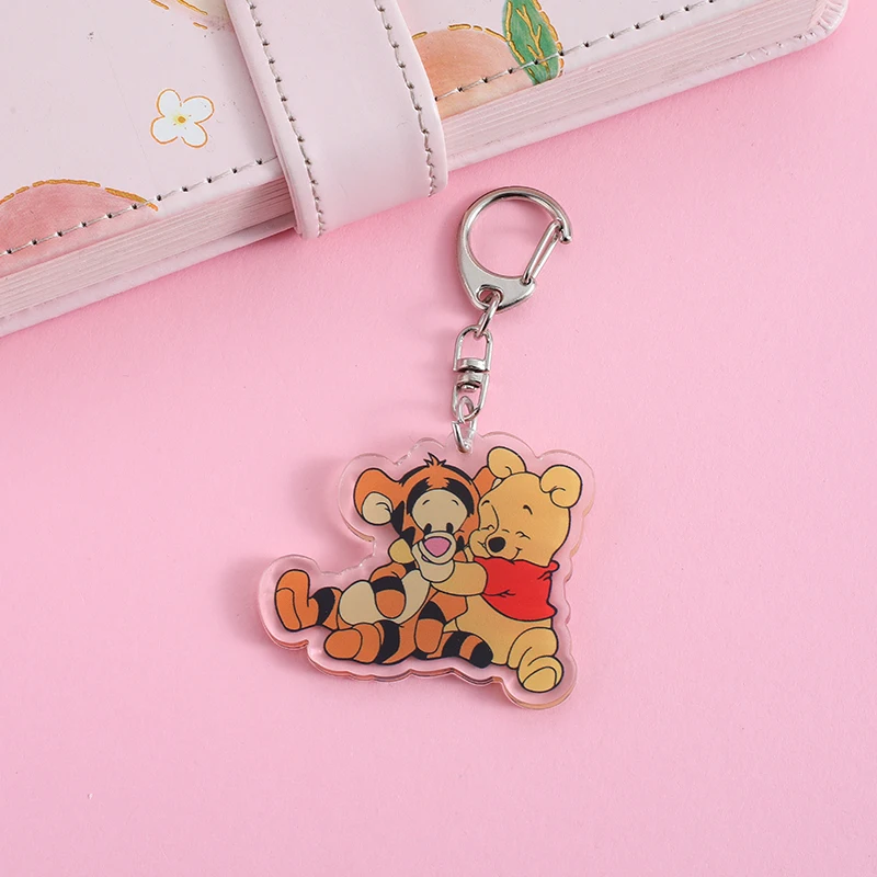 winnie pooh Anime Lilo and Stitch Pendant Keychains Holder Car Key Chain Key Ring Mobile Phone Bag Hanging Jewelry Gifts