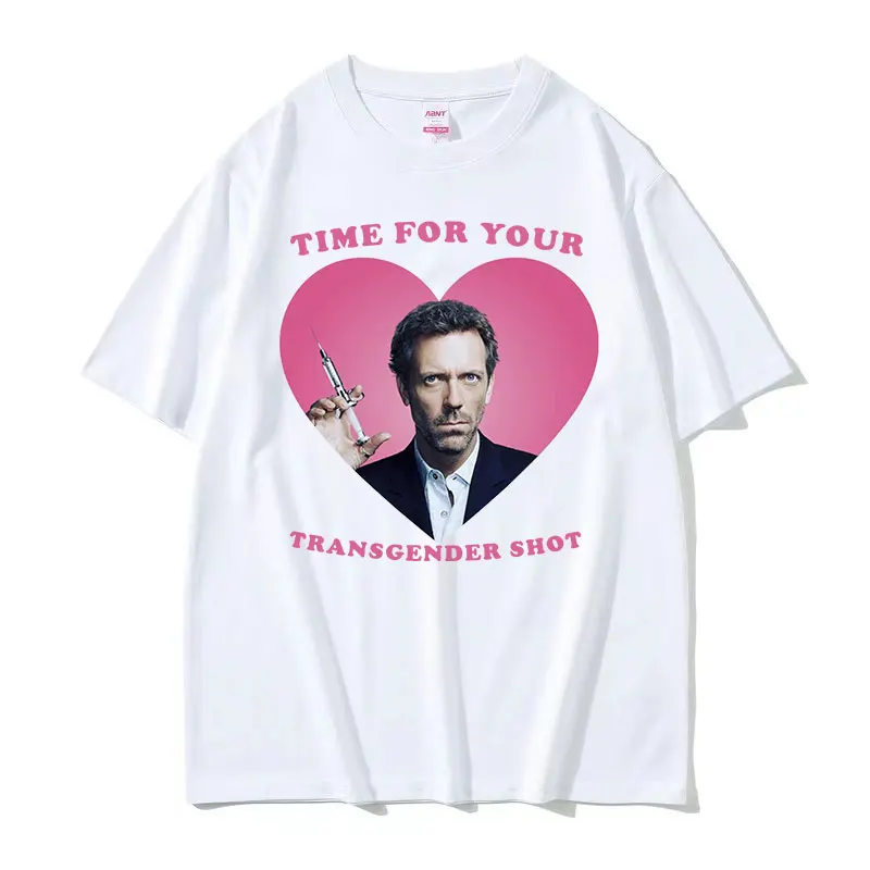 الوقت للمتحولين جنسيا لقطة الدكتور هاوس الوردي سماع الجرافيك التي شيرت الرجال النساء الصيف تي شيرت على طراز هاراجوكو 100% القطن قصير الأكمام تيز #2