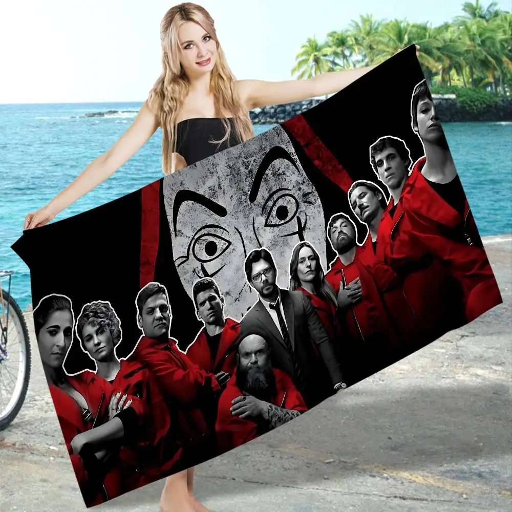 La Casa De Papel Money Heist Microfiber Blanket Quick Drying Beach Towels Oversized Printing Super Absorbent Pool Towel Blanket