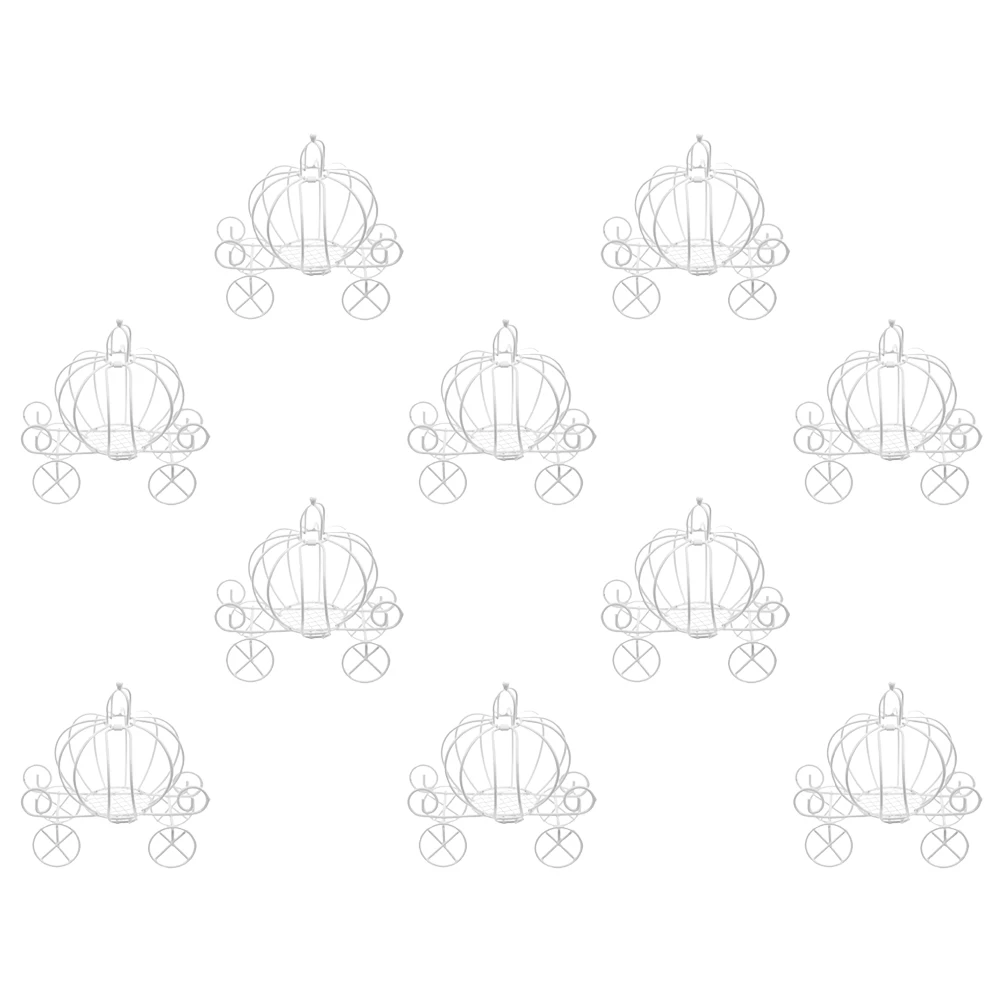 

10pcs Wedding Candy Box White Iron Pumpkin Shape Halloween Decorations Wedding Pumpkin Carriage Decor Gift Packaging Boxes