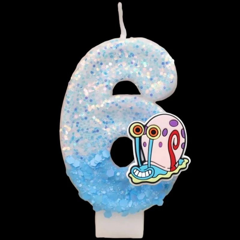 Cute Cartoon Spongebob Candle Number 0-9 Kids Birthday Cake Decoration Supplies Anime Party Accessories Supplies