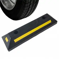Car Stoppers For Garage Heavy Duty Rubber Parking Curb Guide With Yellow Reflective Tape Driveway Car Garage Wheel Stopper