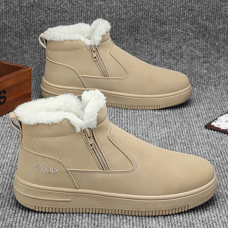 

Winter 2025 Men Ankle Boots Fashion Cold-proof Warm Plush Snow Boots Mens Cotton Boots Designer Work Non-slip Botas Para Hombre