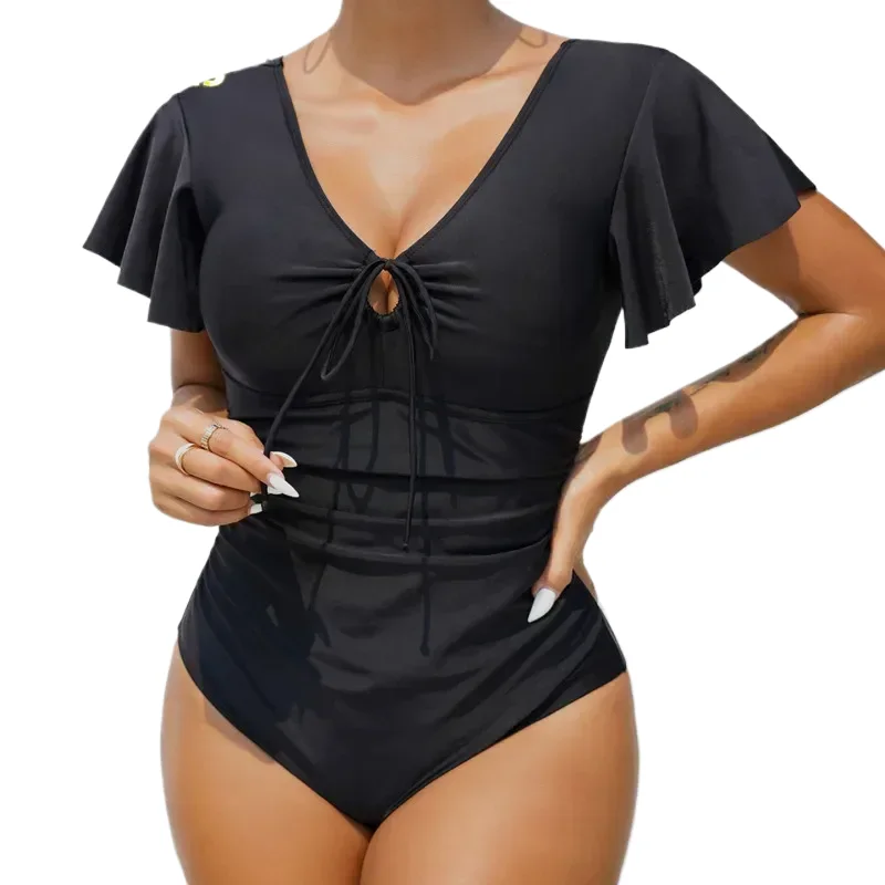 

Black One Piece Large Swimsuits Closed Plus Size Swimwear Push Up Female Body Bathing Suits Pool Beachwear Women's Swimming Suit