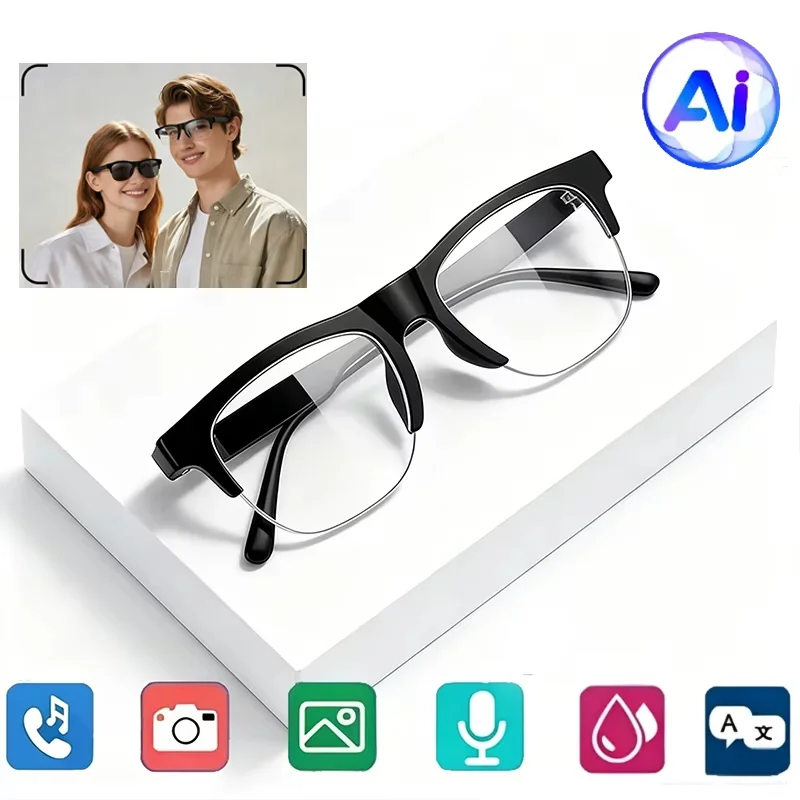 Lenovo Kabellose KI-Smart-Brille Touch-Steuerung Bluetooth Fernbedienung Foto-Video-Aufnahme Übersetzer Sprachassistent intelligente Brille