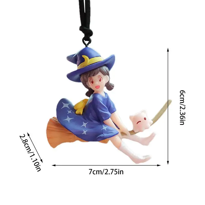 Little Witch Car Interior Decoration Cute Witch Figure Auto Rearview Mirror Pendant For Car Accessories Woman