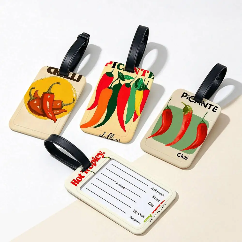 C-Classic-Chilli-Pepper Anti lost PVC Suitcase Tag With Info Card Lightweight Baggage Identifier For Daily Trip