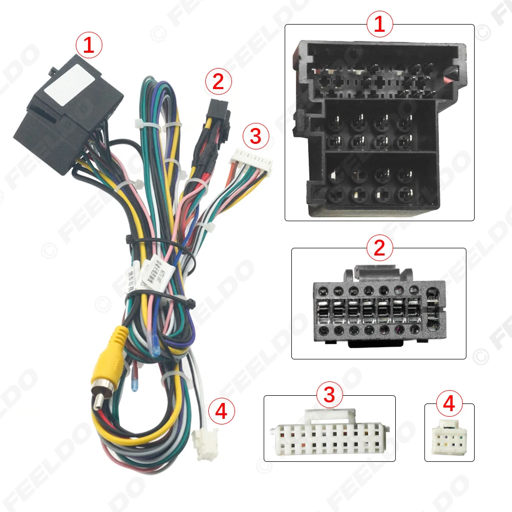 FEELDO Car 16pin Audio Wiring Harness With Canbus Box For Great Wall Wingle 7 DVD Player Installation Wire Adapter