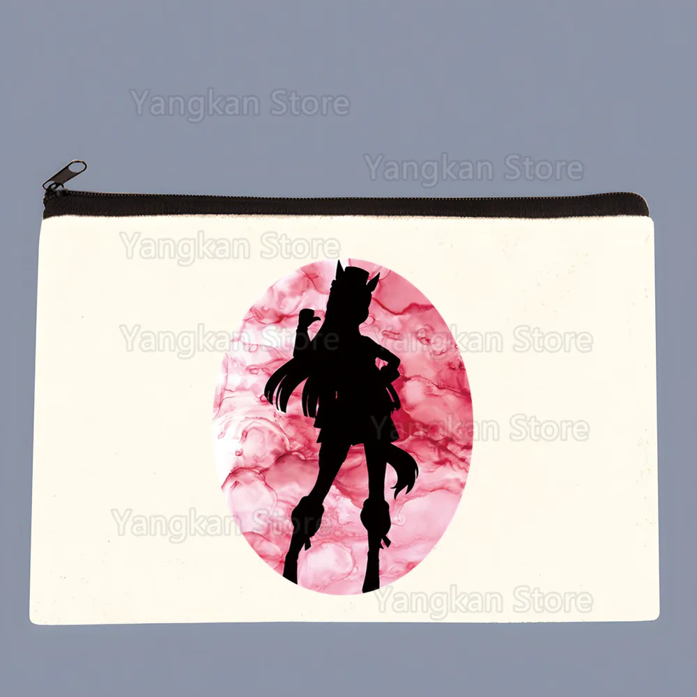 Uma musume ouro navio chibi moda maquiagem saco de armazenamento de viagem lona impressa carta zero carteira, pequeno item armazenamento férias