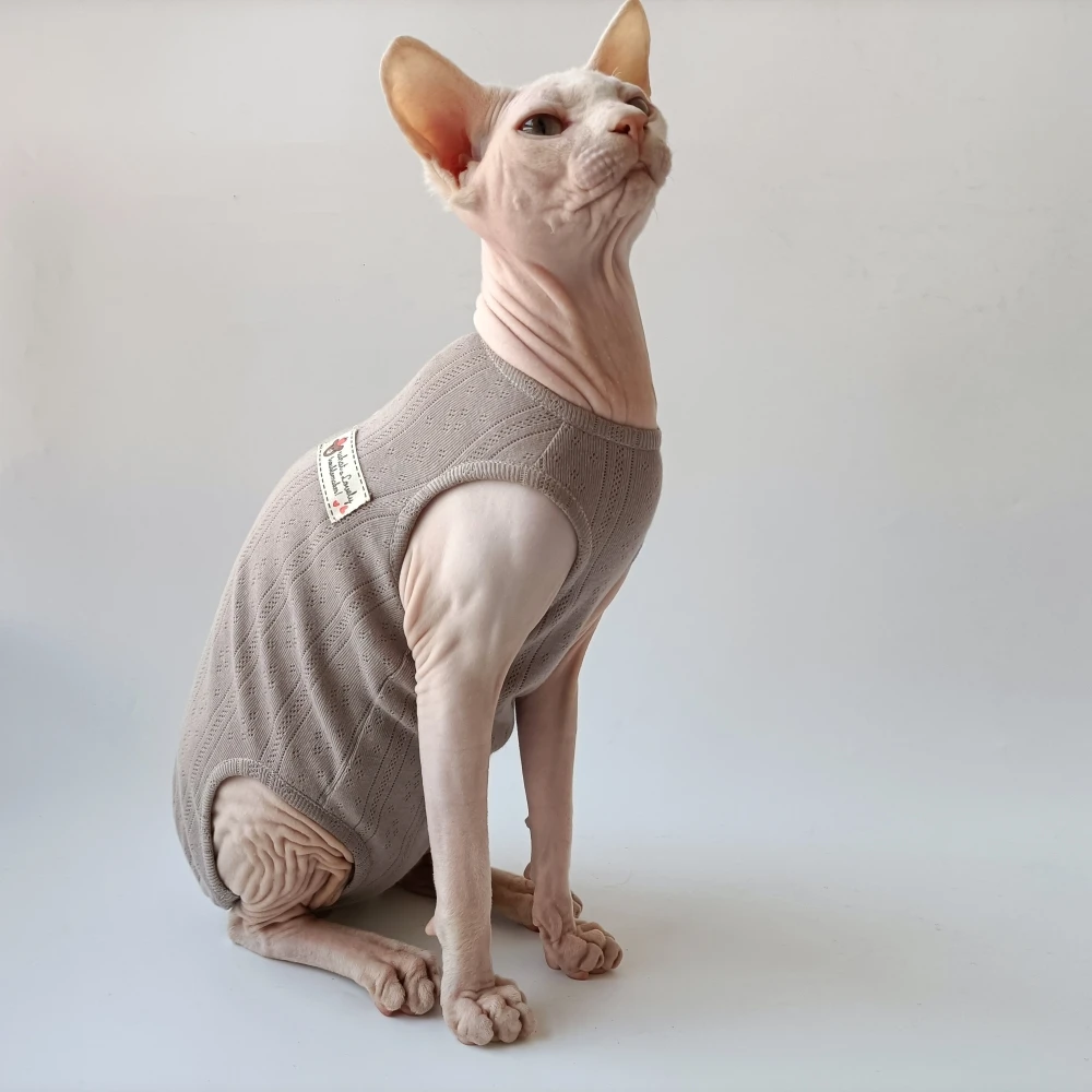 Sphynx Cat Clothes Summer 4-legged Cotton Pajamas Wound Anti-mite Sterilization for Female Cat Surgical Recovery Suit For Kitten