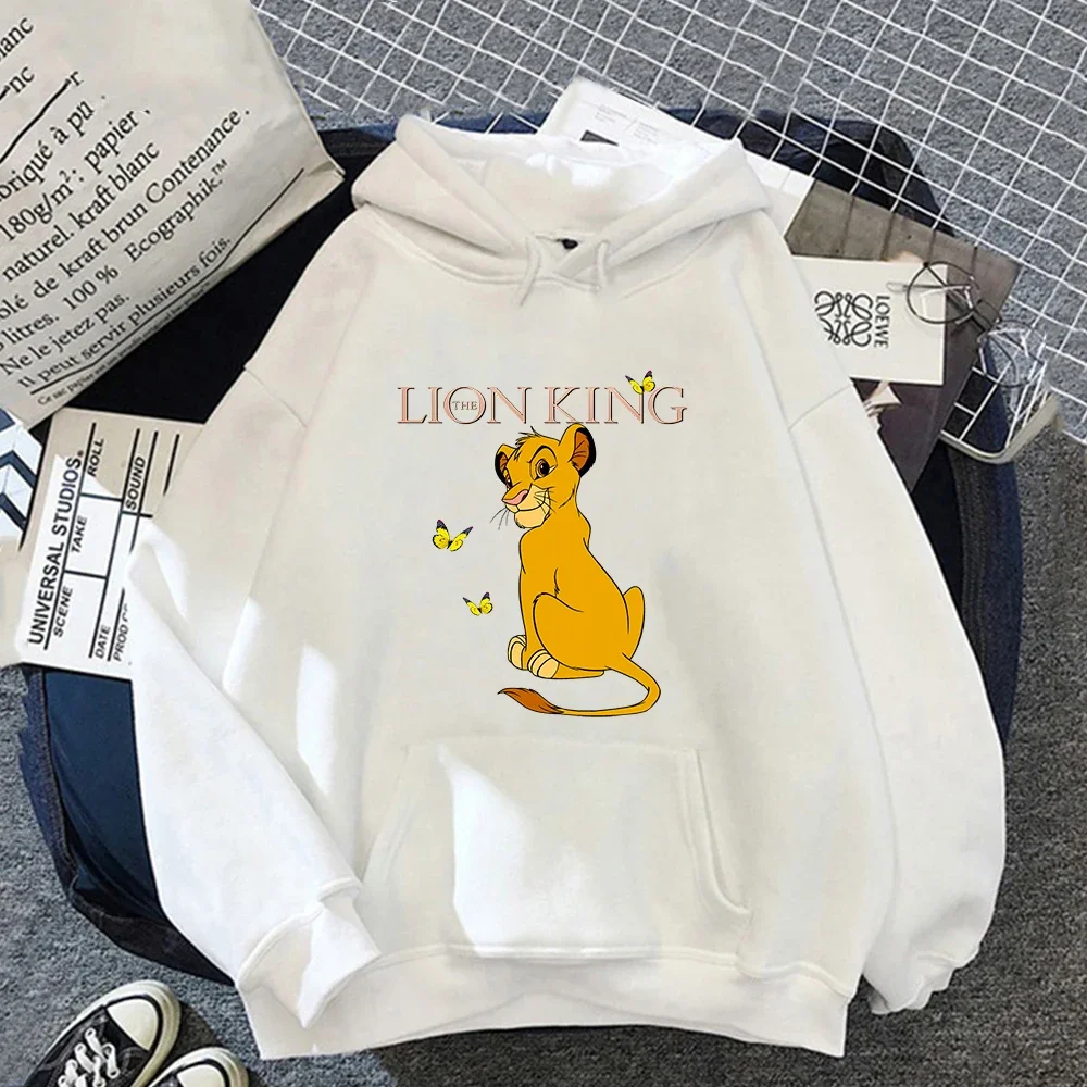 Disney Hoodies Womens The Lion King Simba Clothing Autumn Winter Fashion Kawaii Pullover Cartoons Warm Hooded Sweatshirt Femme