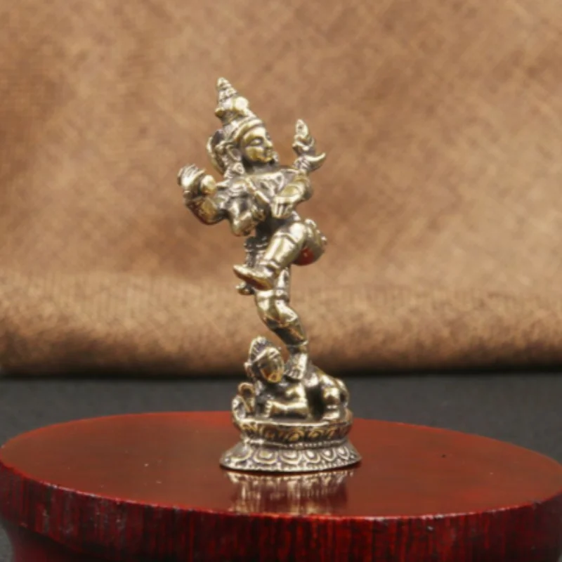 Vintage Brass Nepalese Tibetan Buddhist Four-Arm Chenrezig Figure Mini Statue- Desktop Ornament, Exquisite Feng Shui Collectible