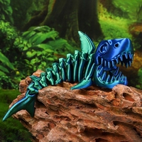 3D Printed Shark Articulated Crystal Dragon Rainbow Skeleton Shark Fidget Toy Home Office Decor Executive Desk Toys Kids Gift