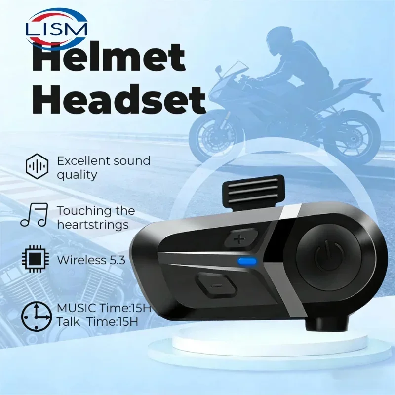 Waterproof Motorcycle Helmet Headset Wireless Hands-free Call Phone Earphone Music Player for Moto Helmet BT 5.3
