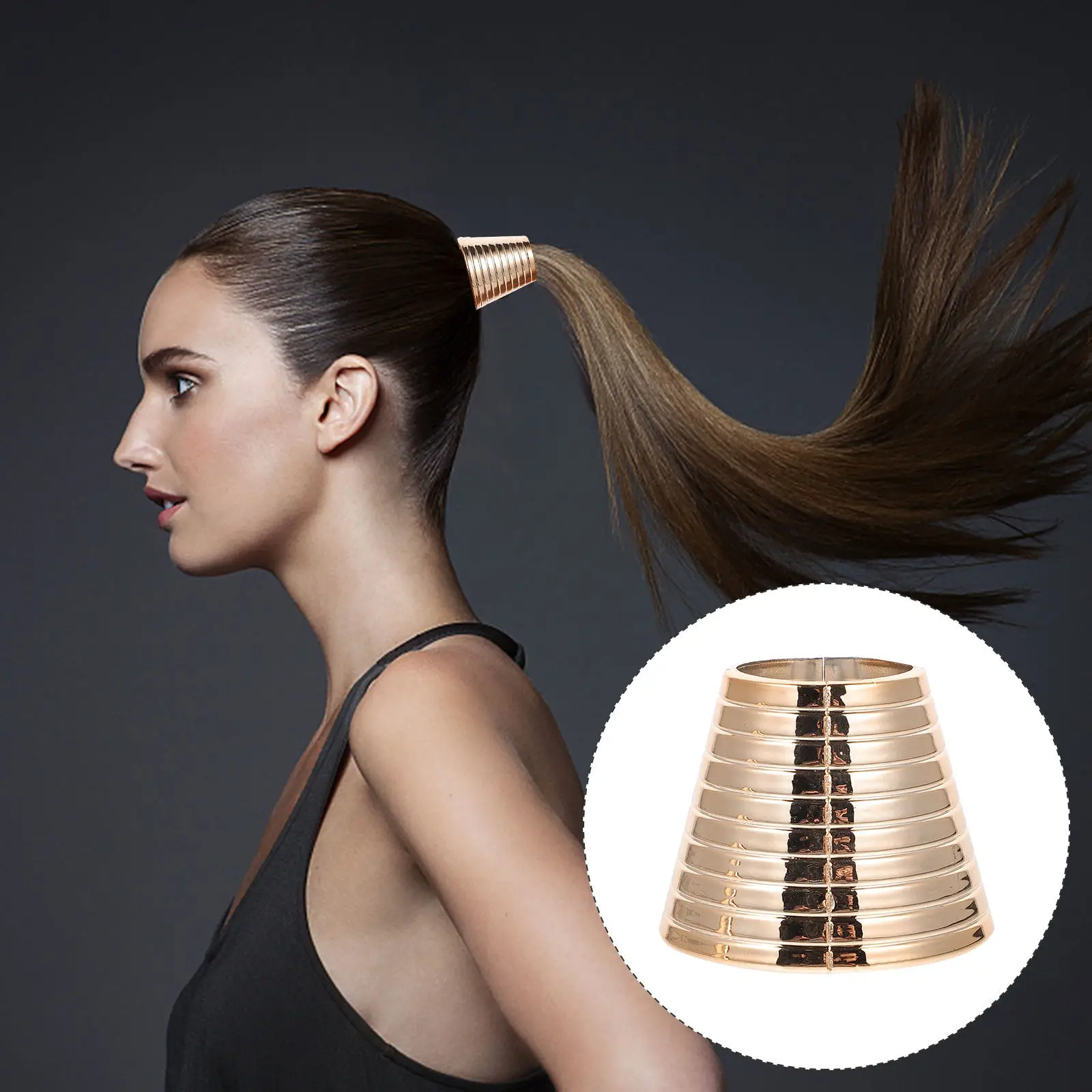 

8Pcs Ponytail Circle Cuffs Hair Decoration Barrette Ponytail Ring ABS Expandable Smooth Hair Tie Cuff for Exercise Elegant