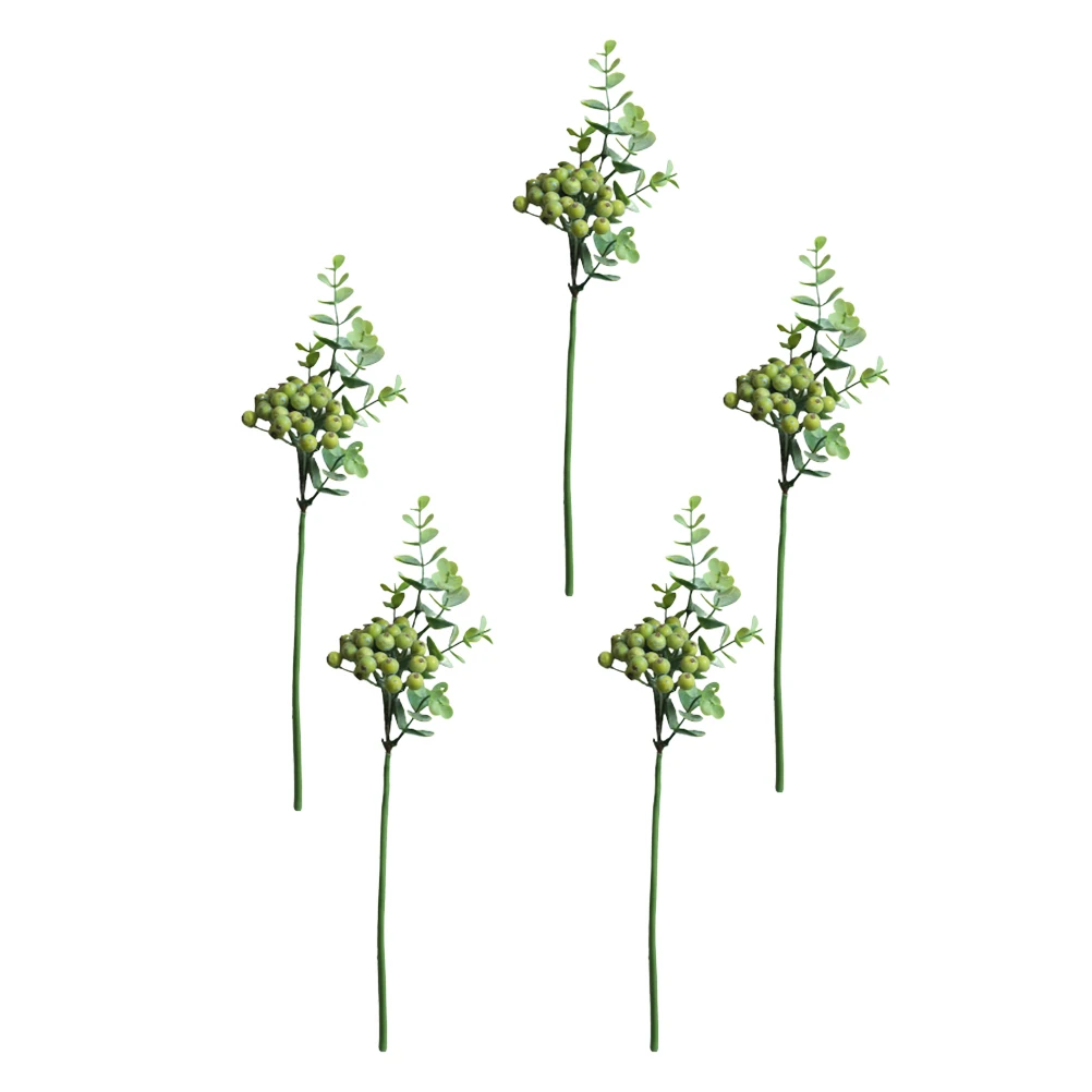 

5Pc Berry Branches Artificial Berry Branch -style Branch Plastic Branch for Wedding Berry Branch for Photography (Green)