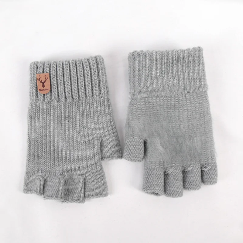 1Pair Half Knitted Finger Fingerless Gloves for Women and Men Wool Knit Wrist Cotton Winter Warm Workout Fish Gloves