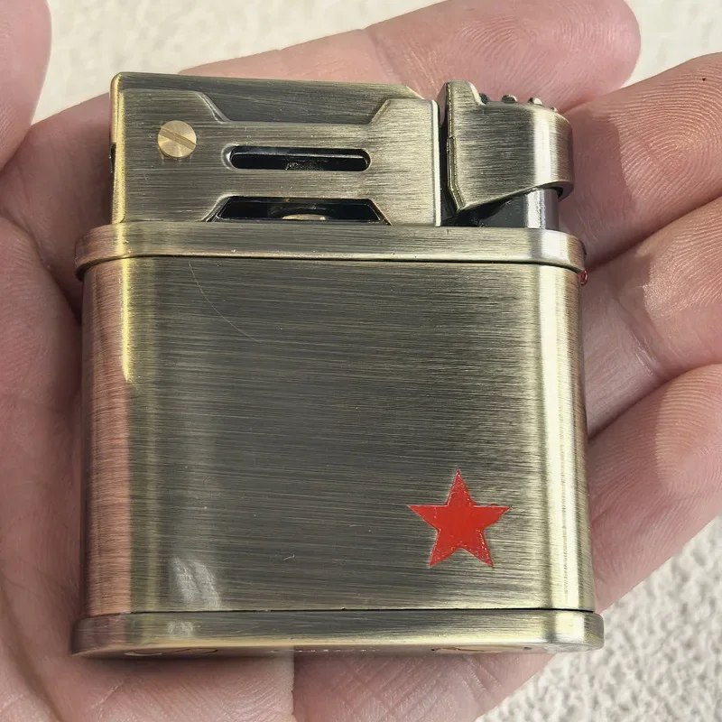 CHIEF Zinc Alloy Kerosene Lighter One Click Vintage Red Star Military Style Windproof Pocket Cigarette Tool Collectors Gift