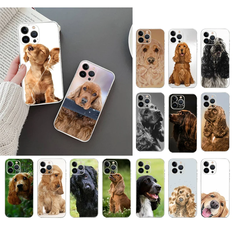 Phone Case For iPhone 16 15 14 Pro Max 16 15 14 13 12 Pro 15Plus iphone 11 Cocker Spaniel Dog Case Funda Capa Cell