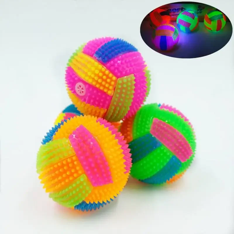 Luminous Elastic Activation Sound Ball Toys Massage Ball with Whistle Dog Cats Chew Bouncy Ball Soccer Glowing Children Pet Toys view 5