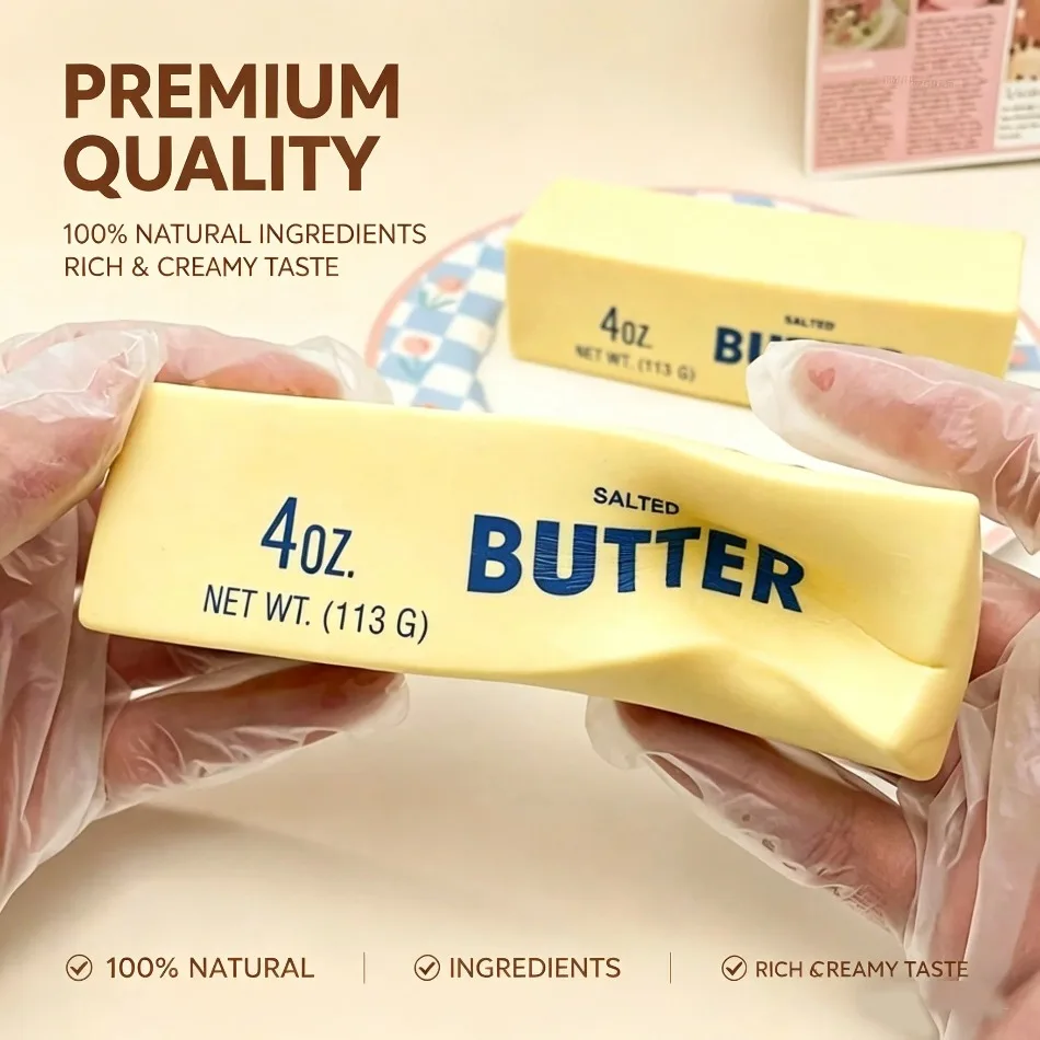 Butter Stick Squishy Stress Ball Fidget Toy Crunchy Squeeze Toy Round Blocks Filled ASMR Anti Stress Release Hand Relax Gift Toy