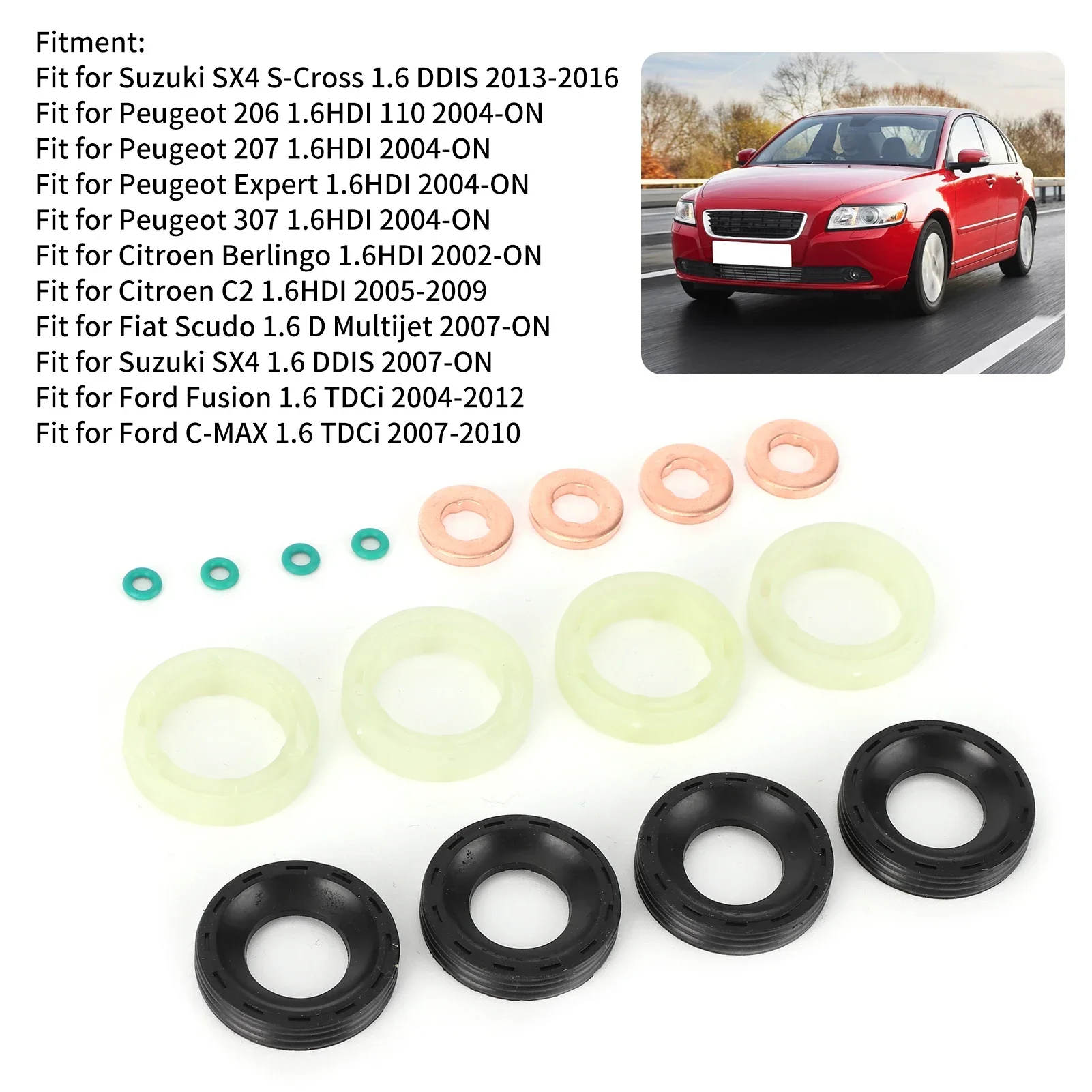 Diesel Injector Sealing Washer O-Ring 1314368 Replacement Fit For Citroen Berlingo C2 C3 C4