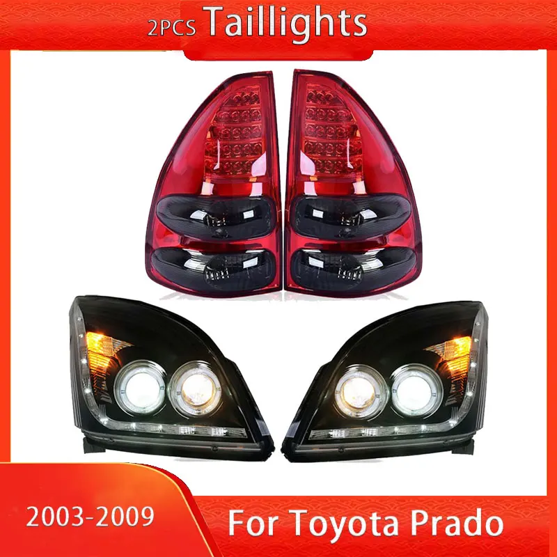 Car LED Taillight with headlights For 2003-2009 Toyota Land Cruiser Prado Rear Lamp Hella LED Lights Car Accessories Tailli