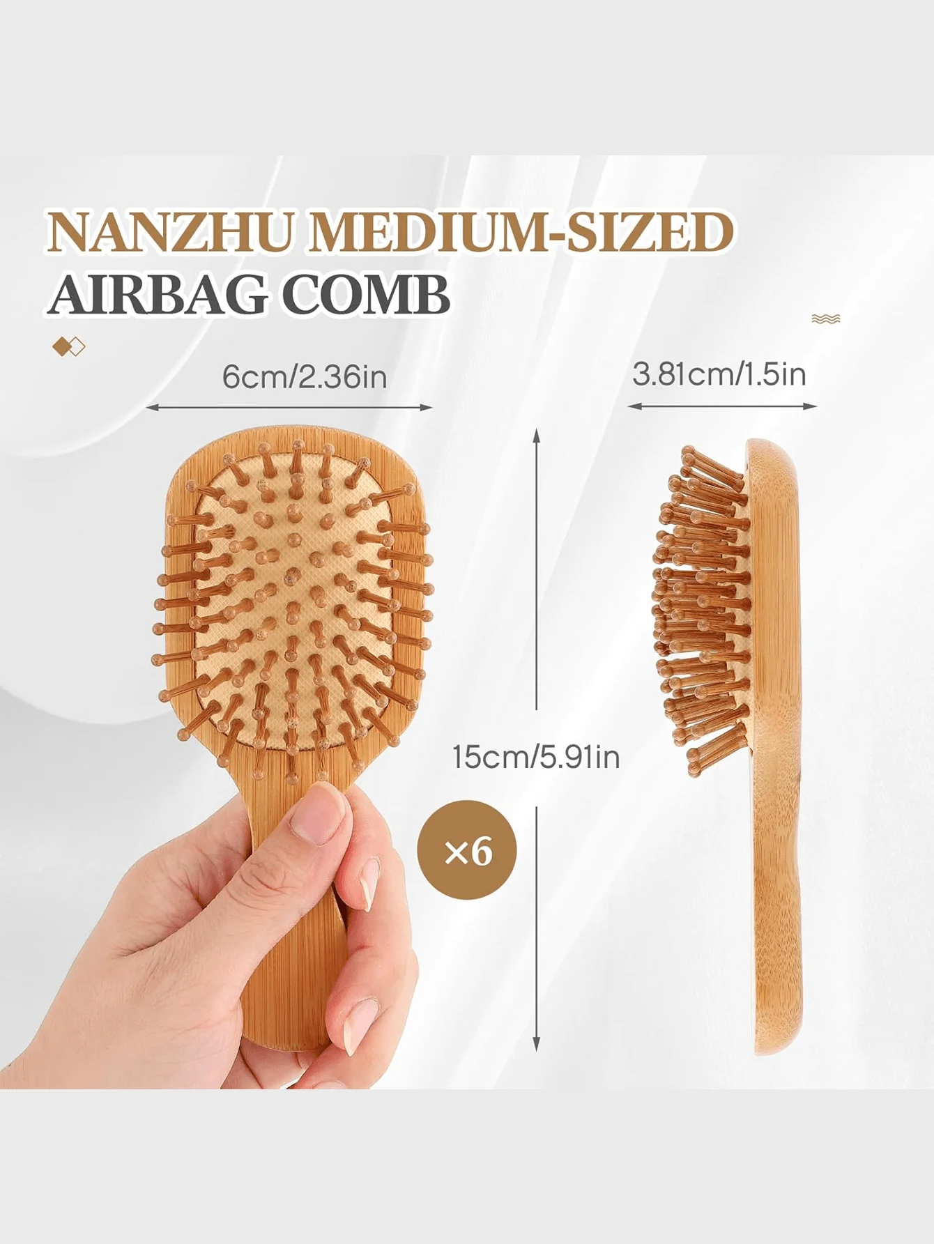 6 Pack Mini Bamboo Hair Brush Bulk Wooden Travel Small Hairbrush Scalp Massage Detangling Pocket Brush For Wedding Guest Gifts Bridal Shower Bridesmaid Proposal Favors