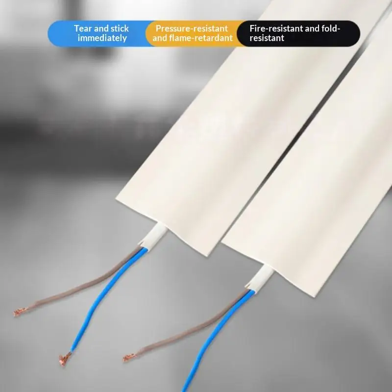 1 قطعة 1/3 متر بولي كلوريد الفينيل ذاتية اللصق سلك حماية قطاع غطاء كابل حامي ارتداء مقاومة الجدار والأرضية منظم للأسلاك #4