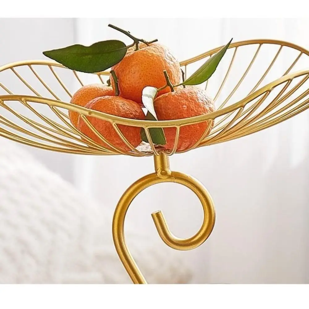 

Lotus Leaf Shape 3-Tier Fruit Basket Metal Wire Vintage Multi-Layer Serving Tray Space-Saving with Base Fruit Storage Tray