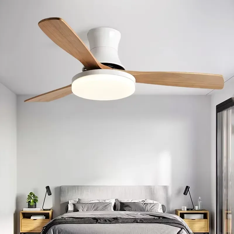 Modern Simplicity Wood Blade Led Light Ceiling Fan 42 Inch Ceiling Fan Light Wooden Fans Lamp