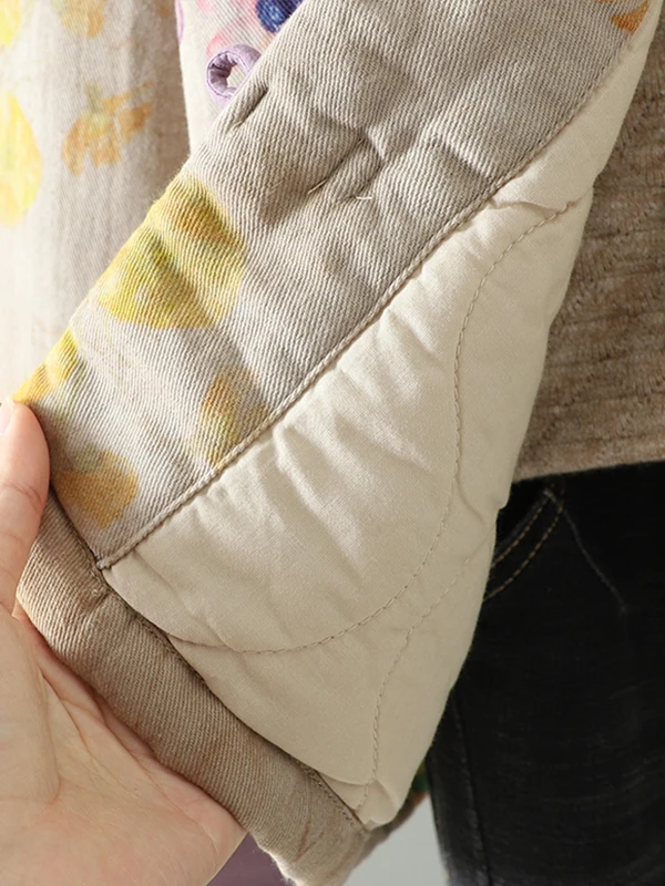 Abrigo de algodón con botones y cuello Zen nacional cálido para mujer, Jaet de algodón con estampado Retro, estilo chino, para invierno