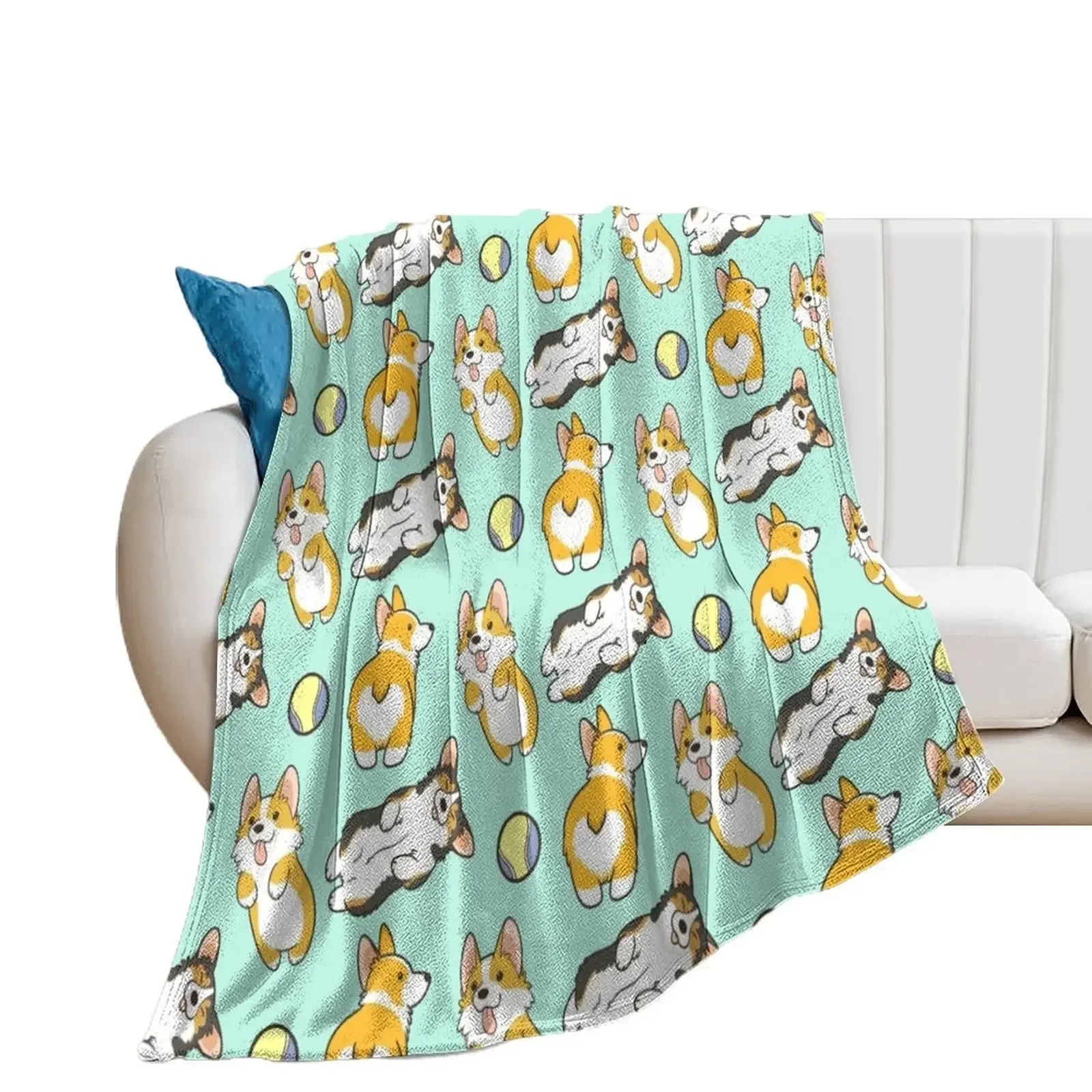 

Corgi set Throw Blanket Soft Plaid Bed Blankets