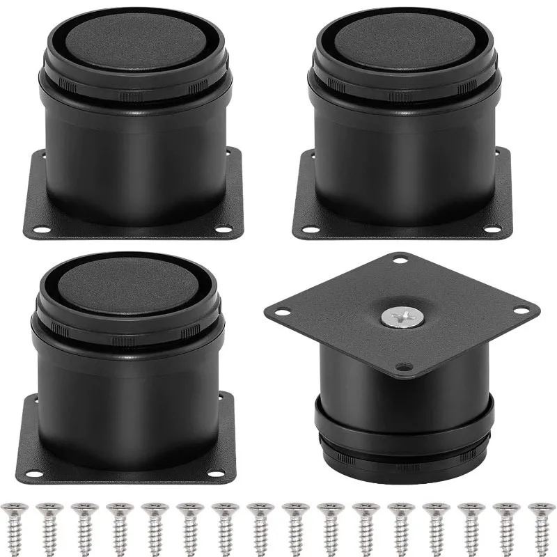 

4Pcs 4 Inch Stainless Steel Furniture Legs/Storage Cabinets with Adjustable Circle Kitchen Legs Suitable for DIY + 16 Screws