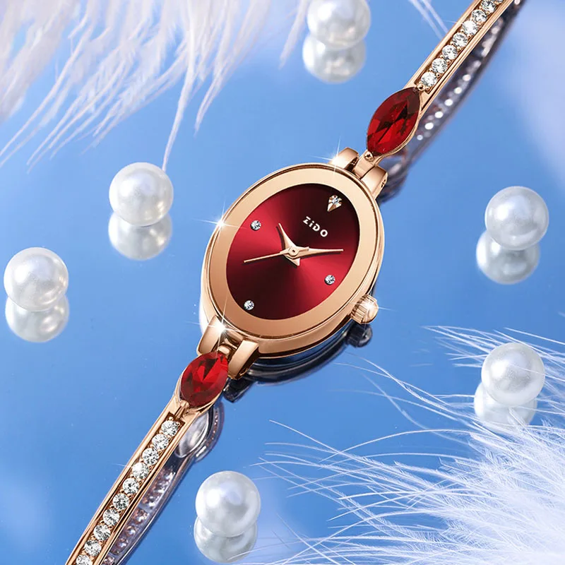 Women Watch Light Luxury Niche Diamond Inlaid Simple Temperament Bracelet Oval Shaped Ladies Fashion Quartz Wristwatch