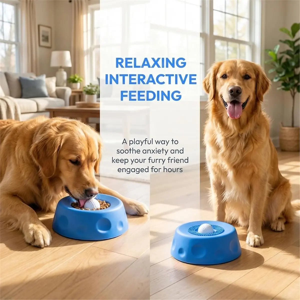 REST Slow Feeder Dog Bowls for Liquid Treat with Entertained Ball-in Design,Anti-Slip Bone Broth Lick Bowl,for Anxiety Relief