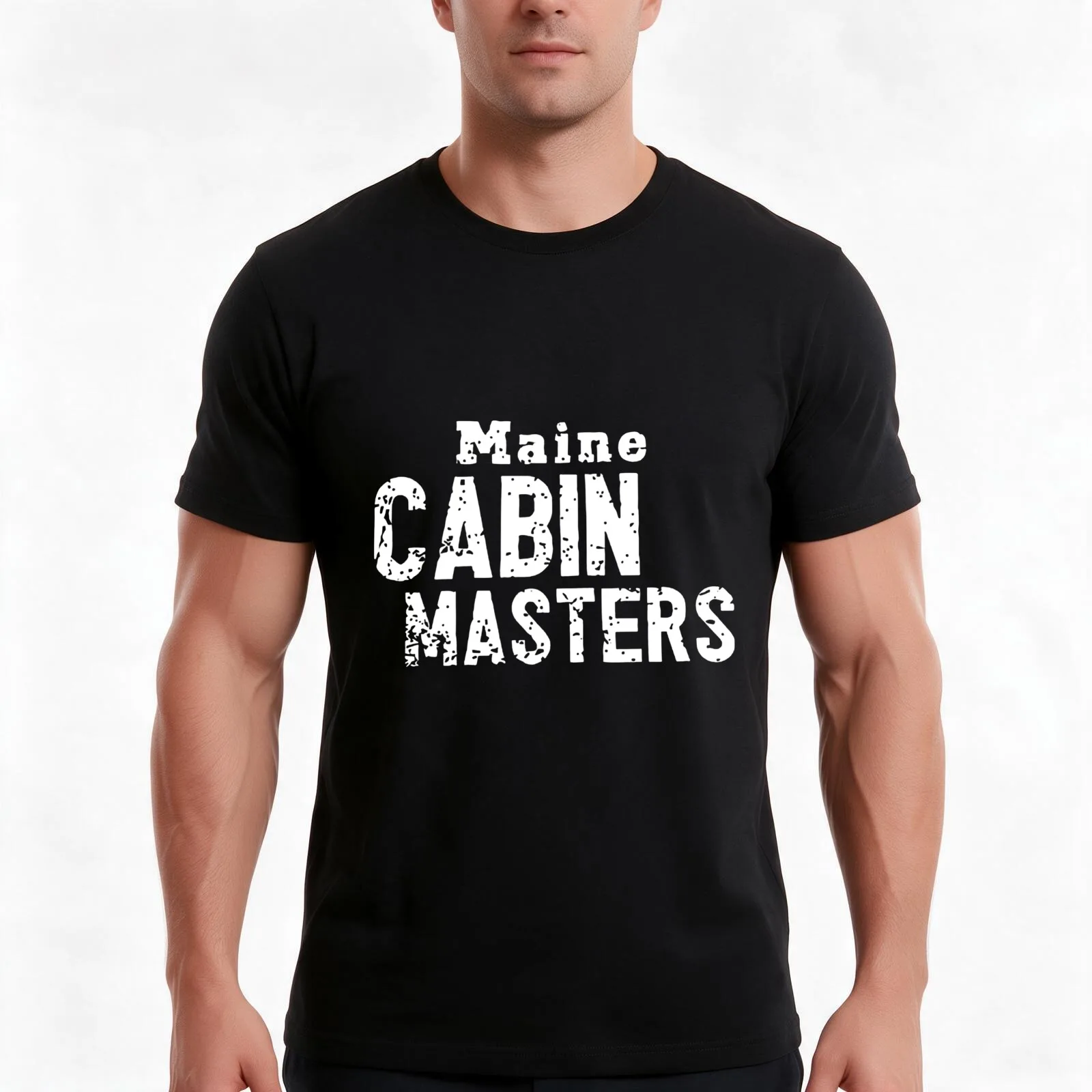 Maine Cabin Masters T-Shirt, Summer Casual Cotton Tee, Oversized Streetwear Tops, Vintage Graphic Print, Loose Fit Short Sleeve