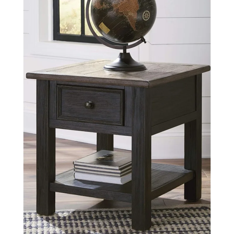 Design by Ashley Tyler Creek Rustic End Table with Storage Drawer and Fixed Shelf,new